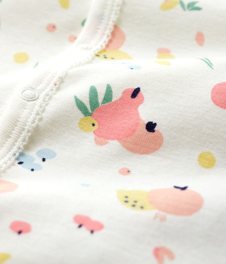 Baby-Strampler aus Baumwolle mit abnehmbaren F&uuml;&szlig;en f&uuml;r M&auml;dchen weiss/vielfarbig