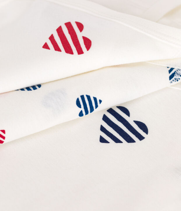 3er-Set lang&auml;rmelige Wickelbodys aus Baumwolle mit gestreiften Herzen vielfarbig