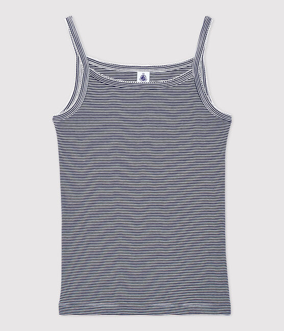 Spaghetti-Top aus BIO-Baumwolle für Damen blau SMOKING/weiss MARSHMALLOW