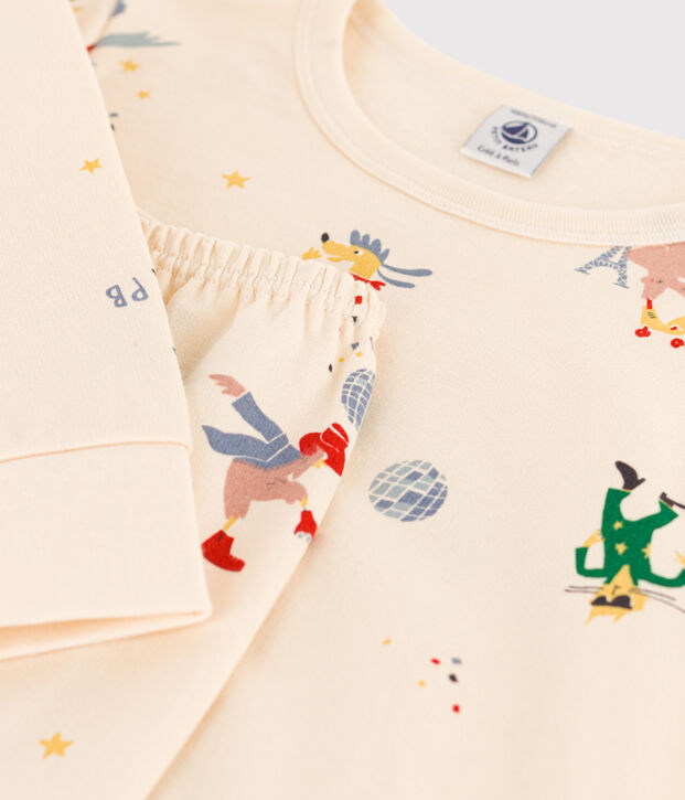 Phosphoreszierender Kinderpyjama aus Molton naturfarben/vielfarbig