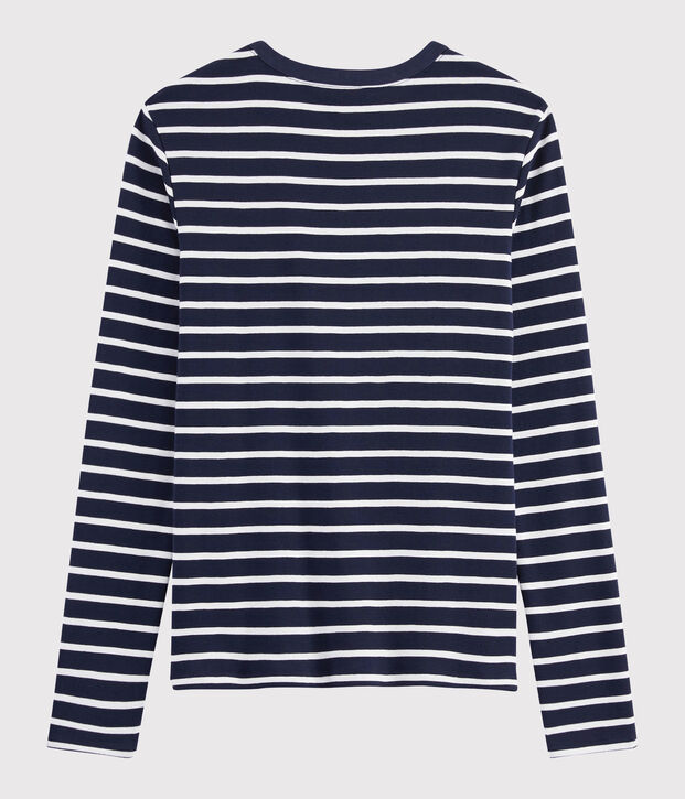 Damen-T-Shirt mit Rundhalsausschnitt blau/weiss