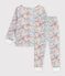Kinder-Pyjama aus Baumwolle mit Blumenmotiv weiss/vielfarbig