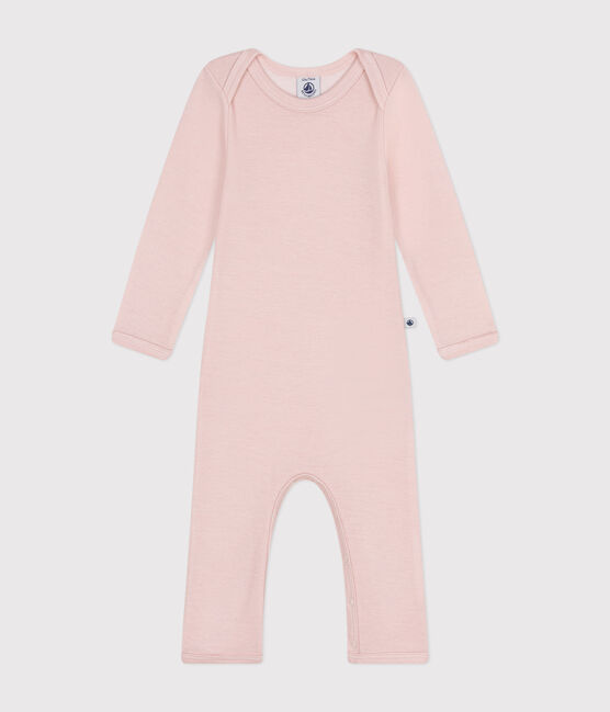 Baby-Body mit langen Beinen aus Wolle und Baumwolle rosa SALINE