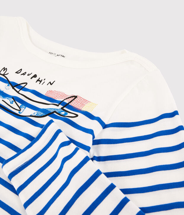 T-Shirt mit Marinestreifen f&uuml;r Damen Serge Bloch weiss/blau