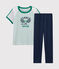 Kurzärmeliger Rippstrick-Pyjama für kleine Jungen weiss MARSHMALLOW/weiss MULTICO