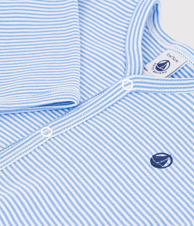 Strampler aus Baumwolle mit Streifen blau/weiss