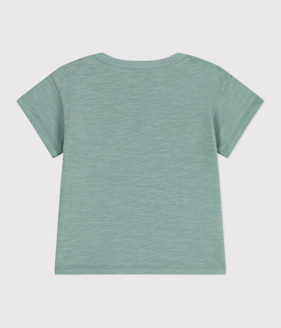 Kurzärmeliges Baby-T-Shirt aus einfarbiger Baumwolle grün PAUL