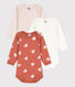 3er-Set langärmelige Baby-Bodys aus Baumwolle mit Herzmotiv