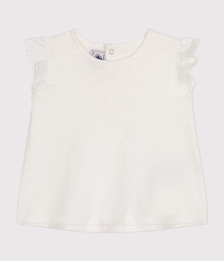 &Auml;rmellose Babybluse aus Baumwolle weiss MARSHMALLOW