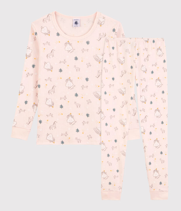 Snugfit-Kinderpyjama aus Baumwolle mit Prinzessinen-Print f&uuml;r M&auml;dchen rosa/vielfarbig