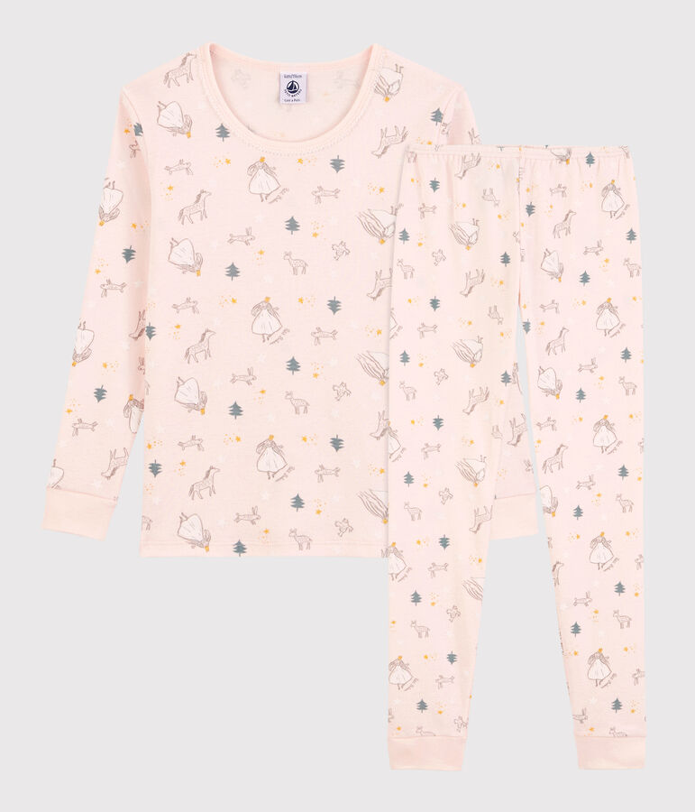 Snugfit-Kinderpyjama aus Baumwolle mit Prinzessinen-Print f&uuml;r M&auml;dchen rosa/vielfarbig