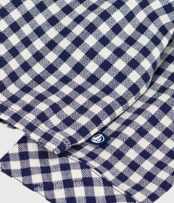 Baby-Hemd aus Flanell mit Karomuster blau SOIR/ MILK