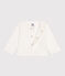 Baby-Cardigan aus einfarbiger Baumwolle weiss MARSHMALLOW