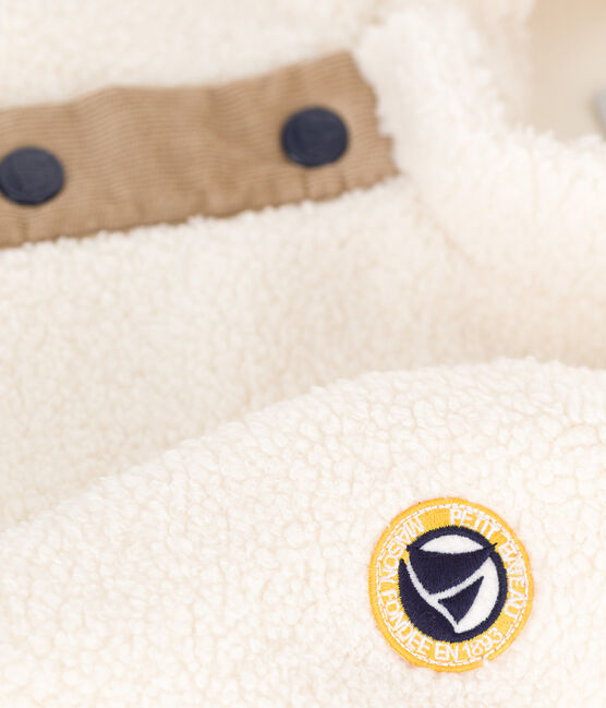 Wattierter Baby-Mantel mit Kapuze aus Sherpa MILK/ MULTICO