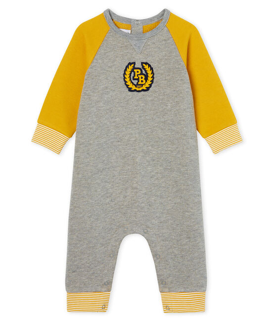 Baby-Langoverall aus Molton für Jungen grau SUBWAY/gelb BOUDOR