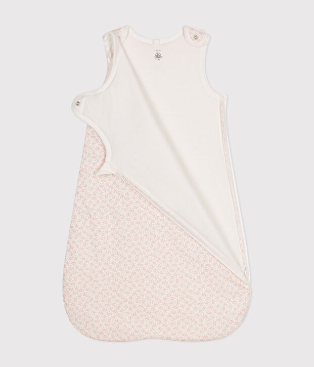 Gebl&uuml;mter Babyschlafsack TOG 2 aus Baumwolle weiss/rosa