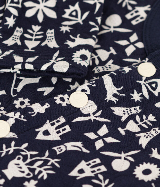 Baby-Cardigan aus gestepptem Doppeljersey mit Aufdruck blau/naturfarben