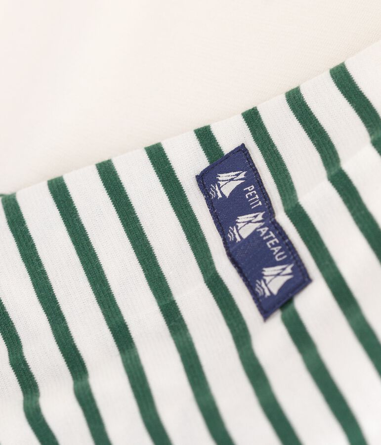 Damen T-Shirt Marini&egrave;re mit Streifen aus Baumwolle naturfarben/gr&uuml;n