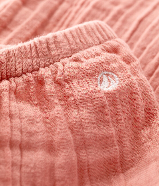 Baby-Hose aus Bio-Baumwollgaze rosa PAPAYE