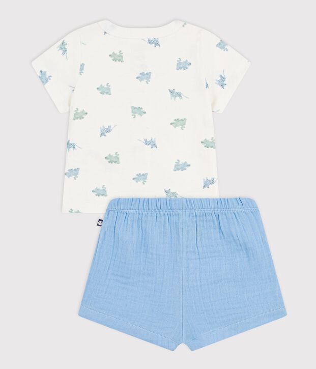 2-teiliges kurzes Baby-Set aus Baumwolle mit Tiermotiven blau/vielfarbig