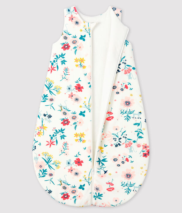 Babyschlafsack aus Nicki f&uuml;r M&auml;dchen weiss/vielfarbig