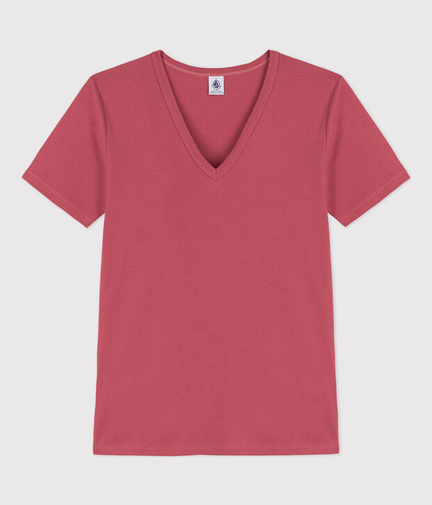 T-Shirt L&rsquo;ICONIQUE aus Baumwolle mit V-Ausschnitt f&uuml;r Damen rosa