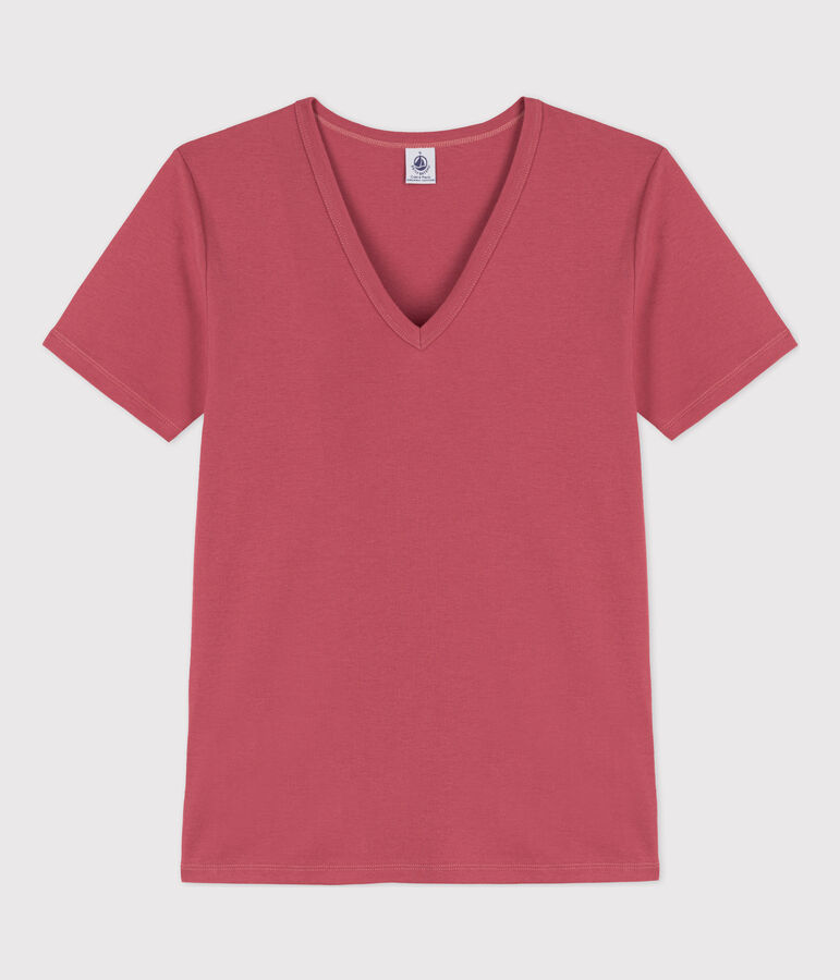 T-Shirt L&rsquo;ICONIQUE aus Baumwolle mit V-Ausschnitt f&uuml;r Damen rosa