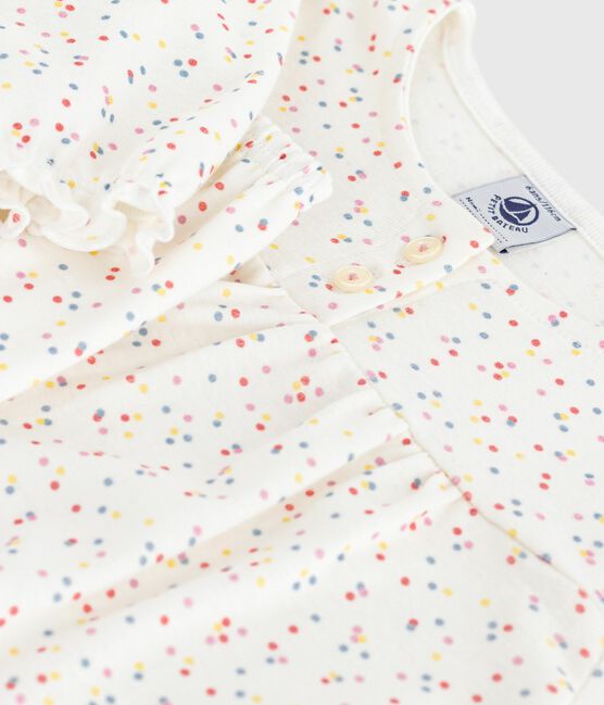 Kinder-Pyjama aus Baumwolle mit Pünktchenmuster weiss MARSHMALLOW/weiss MULTICO