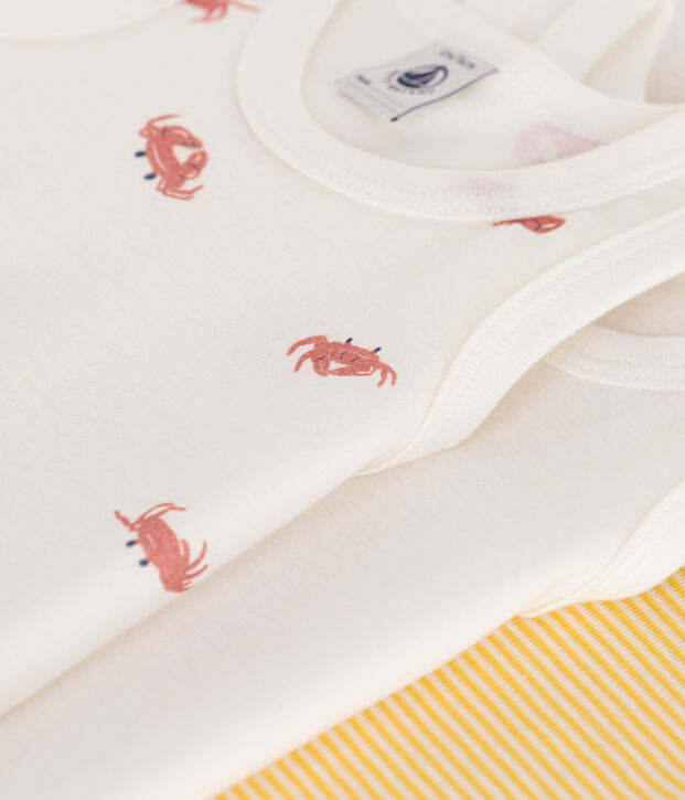 3er-Set &auml;rmellose Baby-Bodys aus Baumwolle mit Krebs-Motiv vielfarbig
