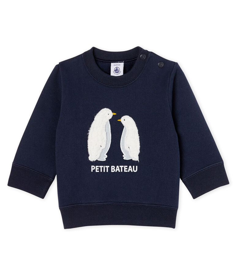 Baby-Sweatshirt aus Molton f&uuml;r Jungen blau SMOKING CN