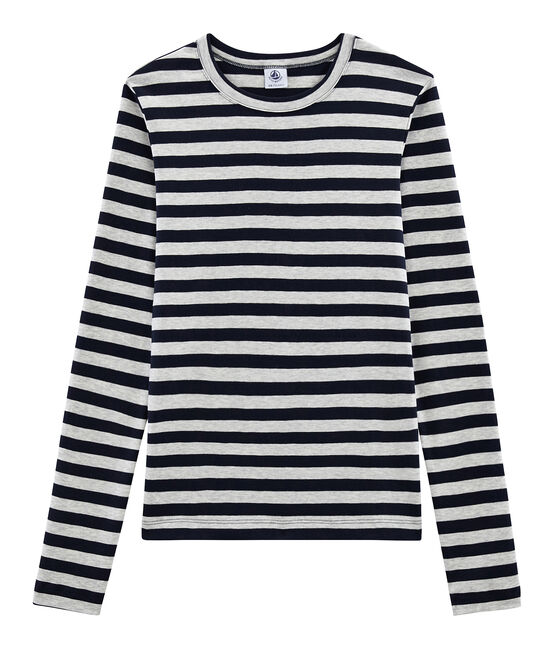 Emblematisches langärmliges T-Shirt für Damen blau SMOKING/grau BELUGA