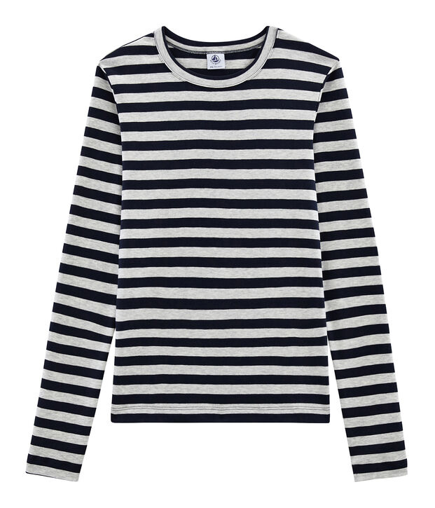 Emblematisches lang&auml;rmliges T-Shirt f&uuml;r Damen blau/grau