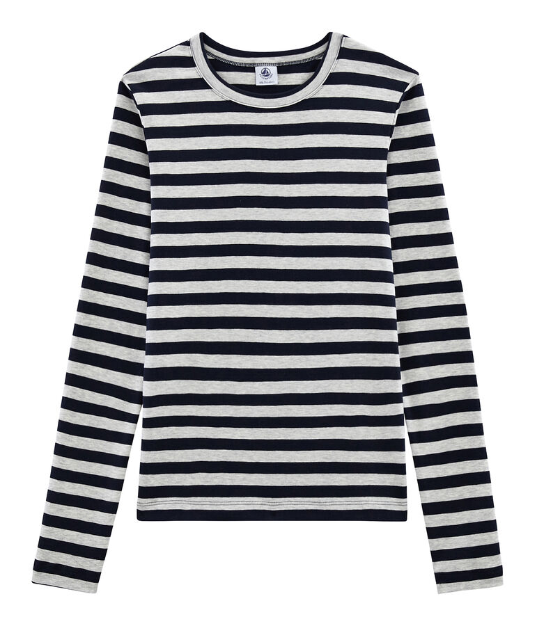 Emblematisches lang&auml;rmliges T-Shirt f&uuml;r Damen blau/grau