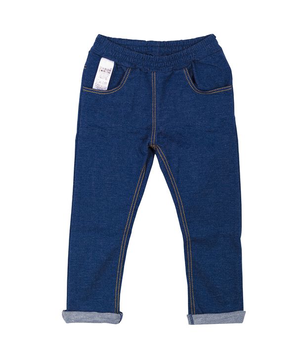 Baby-hose unisex aus strick im denimlook blau/beige
