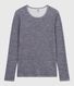 Langärmeliges Damen-T-Shirt aus Wolle und Baumwolle mit Streifen