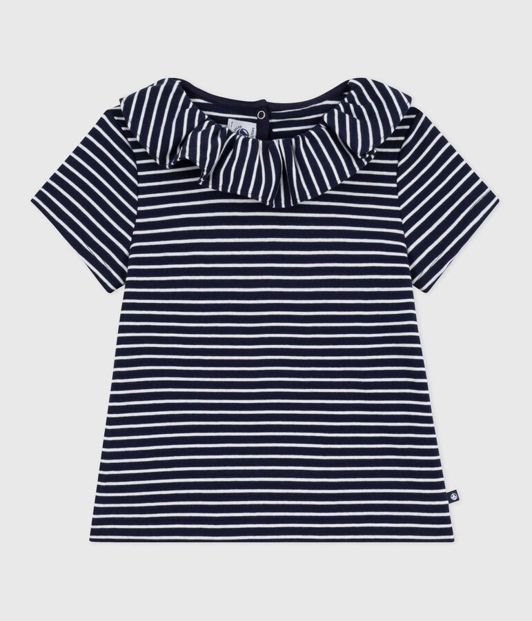 Kurz&auml;rmeliges Kinder-T-Shirt mit Streifen blau/weiss