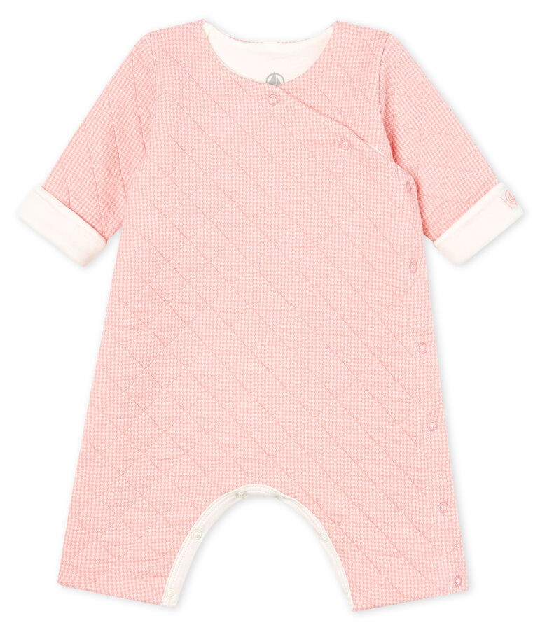 Langer Baby-Overall aus gestepptem Doppeljersey rosa CHARME/weiss MARSHMALLOW CN