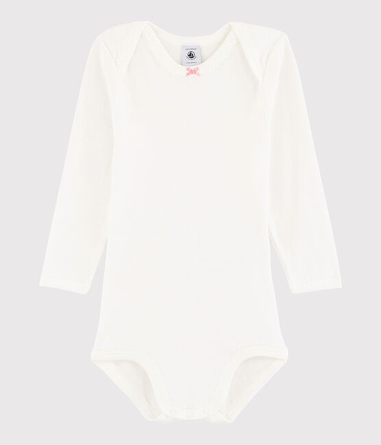 Langärmeliger Baby-Body Mädchen weiss MARSHMALLOW