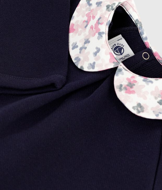 Baby-Sweatshirt aus einfarbiger Baumwolle mit gemustertem Kragen SOIR