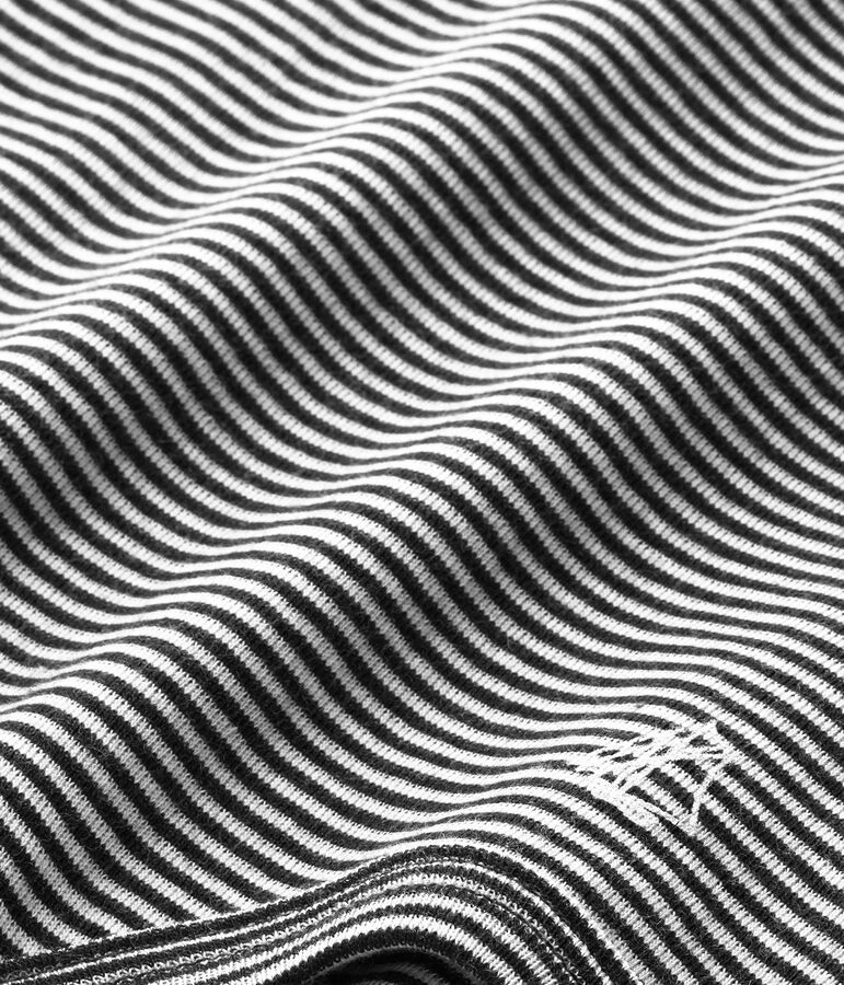 Unisex-Baby-Body mit Rollkragen im Milleraies-Ringelmuster blau SMOKING/beige COQUILLE