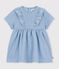 Kurz&auml;rmeliges Chambray-Babykleid mit Herzstickerei blau