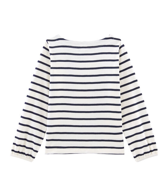Kinder-T-Shirt Mädchen beige COQUILLE/blau SMOKING