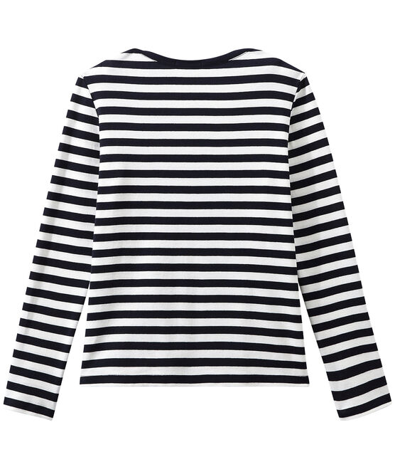 Gestreiftes Damen-Langarmshirt blau SMOKING/weiss MARSHMALLOW