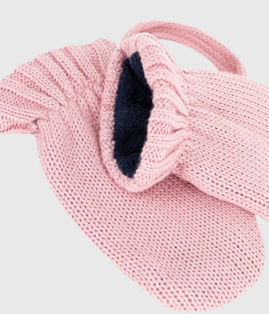 Baby-Fäustlinge aus Strick mit Fleece-Futter rosa CHARME