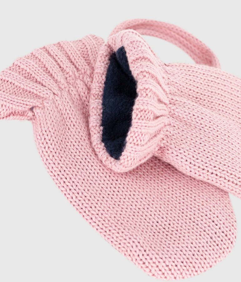 Baby-F&auml;ustlinge aus Strick mit Fleece-Futter rosa