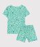 Kinder-Kurzpyjama aus Baumwolle mit Pflanzen-Print für Jungen weiss MARSHMALLOW/weiss MULTICO