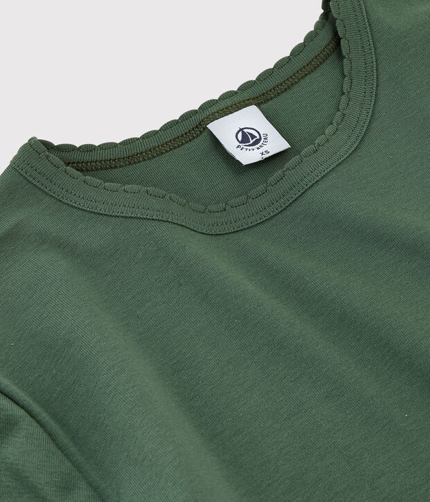 Klassisches Damen-T-Shirt aus Baumwolle mit Rundhalsausschnitt gr&uuml;n