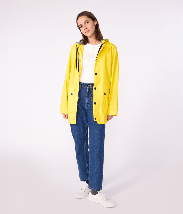 Regenjacke aus recyceltem Material und Bio-Baumwolle gelb JAUNE