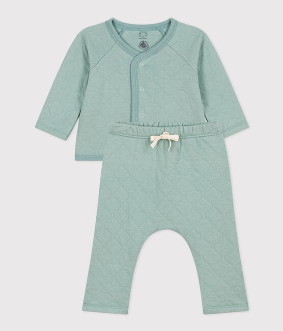 Baby-Set aus gestepptem Doppeljersey grün PAUL