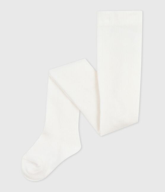 Einfarbige Baby-Strumpfhose aus Baumwolljersey weiss MARSHMALLOW